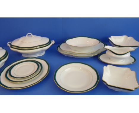 A Thomas Goode 'Emerald' 53-piece dinner service:16 x 27 cm plates (chip to one plate noted);8 x 19.5 cm plates;9 x 16 cm pla