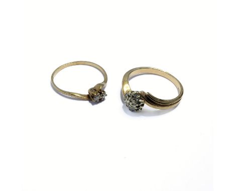 Two 9-carat gold and diamond rings,&nbsp;ring sizes N and O