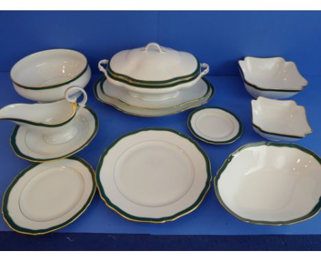 A Thomas Goode 'Emerald' 56-piece dinner service:16 x 27 cm plates;8 x 19.5 cm plates;9 x 16 cm plates; 8 x 23 cm soup plates