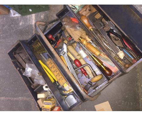 A metal toolbox and contents 
