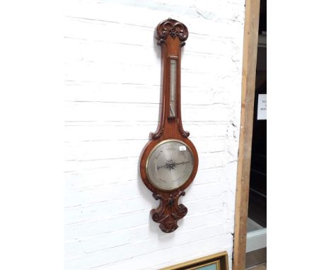 A 19th century mahogany framed barometer, length 105cm. 