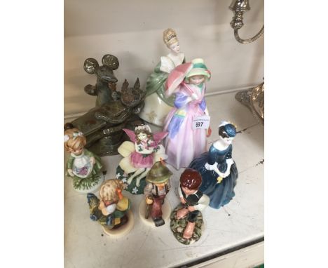 Royal Doulton, Hummel and other figuresCondition: chip to Leonardo fairy petal, a few broken pieces to mice figure group, oth