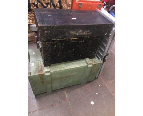 2 wooden chests and a joiners toolbox