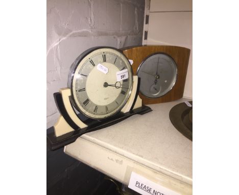 1930s vintage Smiths bakelite clock and Smiths barometer 