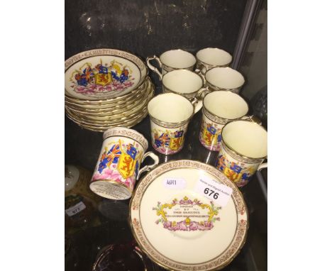 1938 Royal wedding Paragon souvenir 8 cups and 10 saucersCondition: two cups with hairline cracks, three cups overall don't r