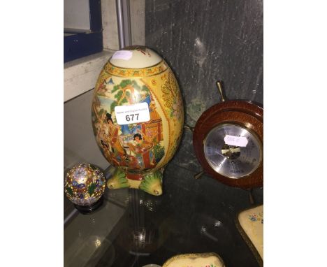 Two repro eggs and a barometer 