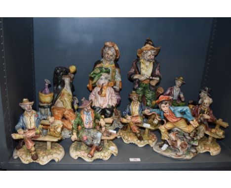 Ten Capo Di Monte and similar figures and figure group including Men with Guns x2, Men on Benches x4, Man Drinking, Boy with 