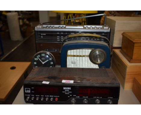 A Binatone alarm clock and similar radios including Minx