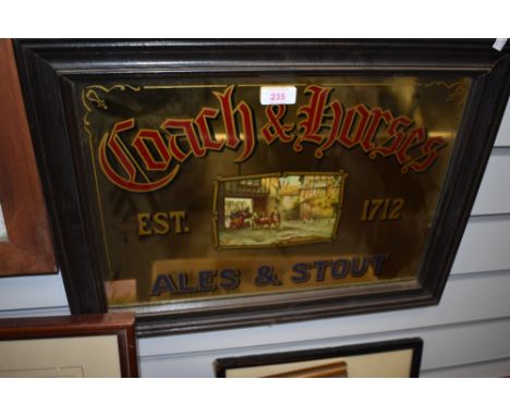 A vintage advertising mirror for Coach and Horses Ales and Stout.
Condition Report The wording is under the glass.