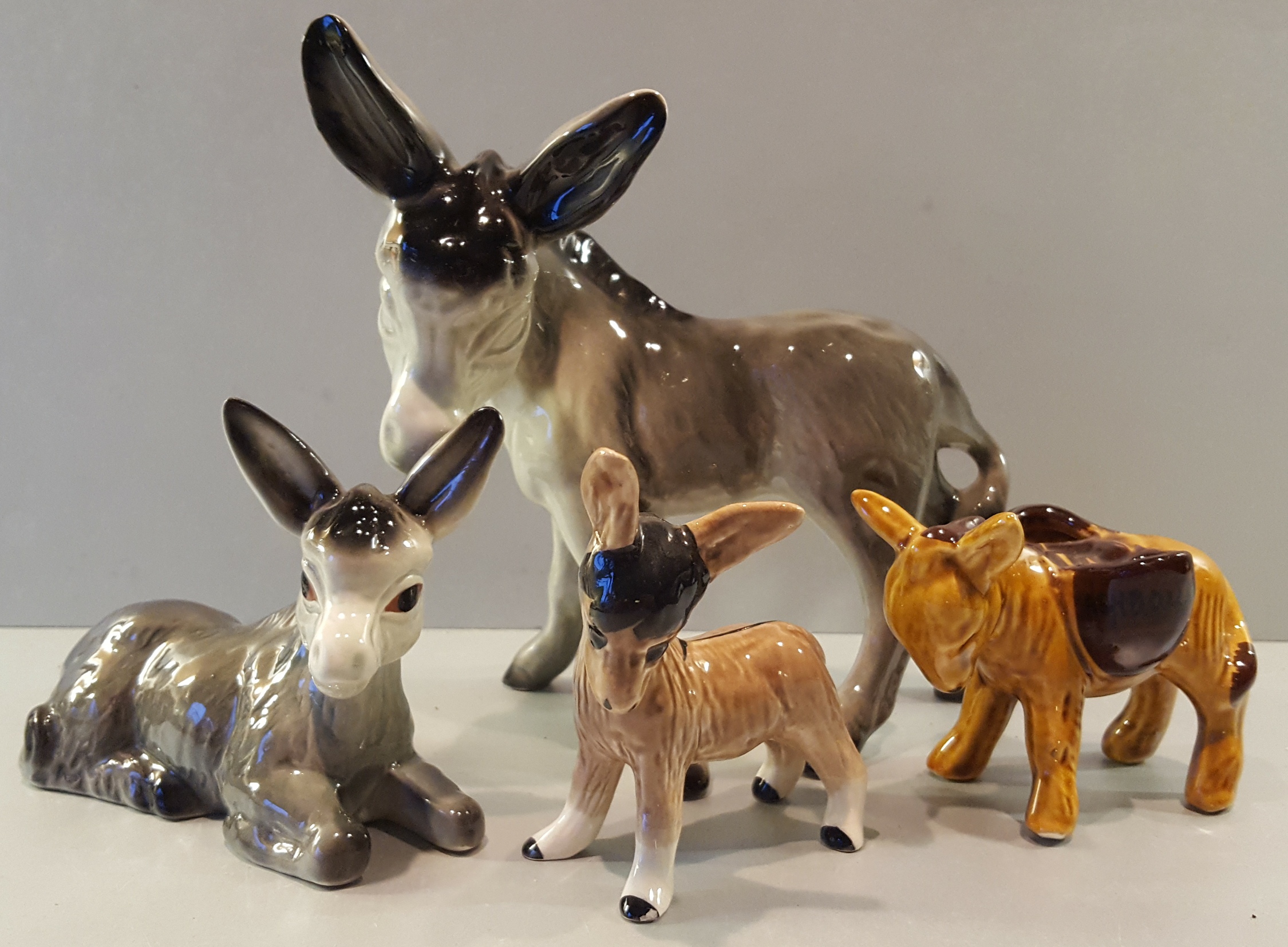 Vintage Retro 4 Collectable Ceramic Donkey Figures. Part of a recent