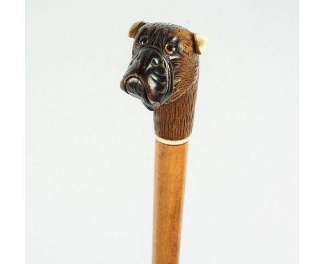 Novelty Walking Stick, circa late 19th / early 20th century, Modelled as an Automated Pug Dog, 92cm high
