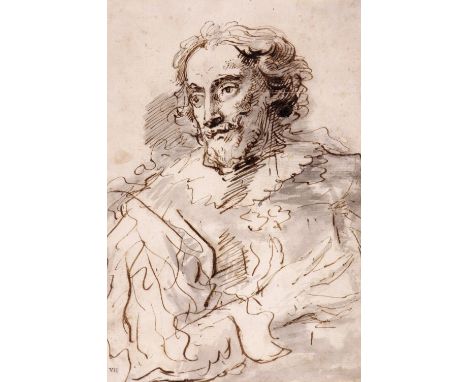 John Vanderbank (1694-1739) Portrait of Peter Paul Rubens Stamped with the initials VH Pen, ink and wash 26.5 x 17.75cm; 10½ 