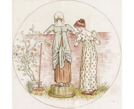 Kate Greenaway (1846-1901) Curiosity Signed with initials Watercolour 9.25cm; 3½in diameter Provenance: Thomas Agnew &amp; So