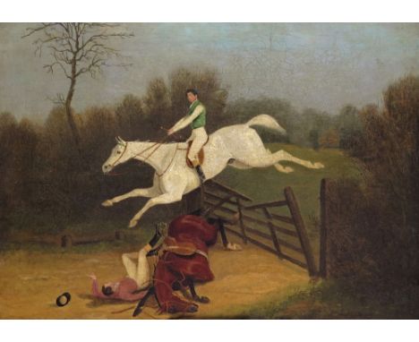 Follower of James Pollard Chances of the Steeplechase: Mr. Seffert and Grimaldi at Aylesbury Oil on canvas 34 x 47cm; 13½ x 1