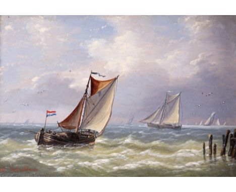 Louis Charles Verboeckhoven (Belgian 1802-1889) Dutch shipping; English shipping A pair, both signed Both oil on panel Each 1