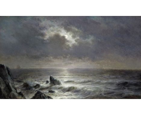 Joseph Schippers (1868-1950) Moonlit coastal scene Signed, also signed and dated 1940 verso Oil on panel 27 x 43.5cm; 10½ x 1