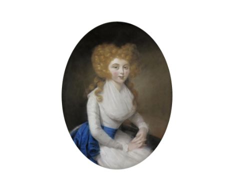 Follower of Hugh Douglas Hamilton Two sisters, Charlotte and Grace Gardner, sisters of Rev. Robert Gardner Inscribed faintly 