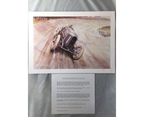 E.Wilkes - The World Land Speed Record 17th May 1922, a limited edition print 214/850, with accompanying certificate produced