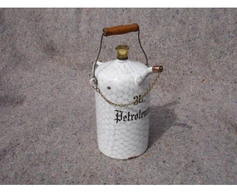 A 3-litre French engine priming tap filling kettle in honeycomb pattern of circa 1900, complete with original spout cap and c