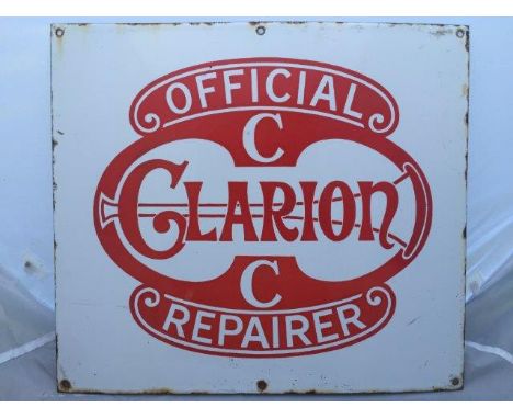 A Clarion Official Repairer enamel sign in good conditon, 18 x 16".