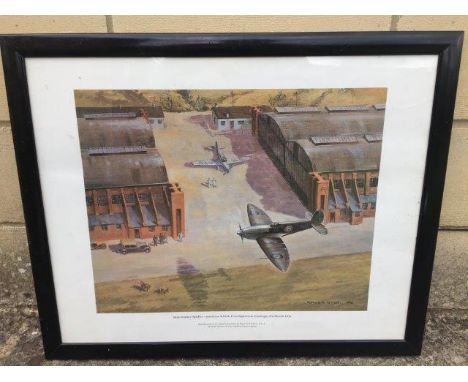 A framed and glazed Roger Steele print - Super Marine Spitfire - prototype K5054 reproduced from the original oil painting. 