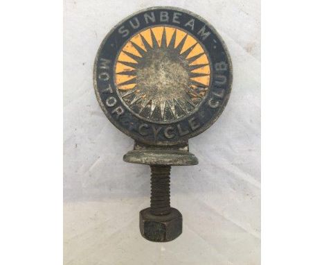 A rare Sunbeam Motorcycle Club part enamel car badge.