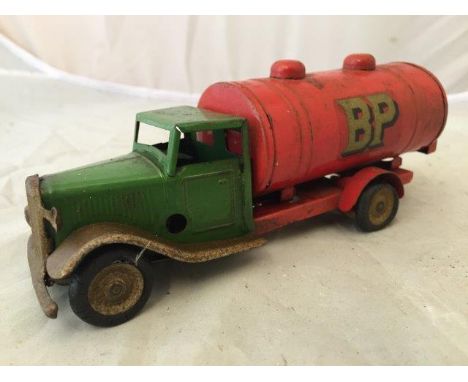 A Minic Toys clockwork tinplate BP tanker. 