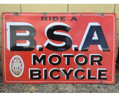 A good and rare BSA Motor Bicycle part pictorial rectangular enamel sign, 44 x 28".