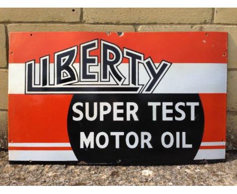 A rare Liberty Super Test Motor Oil rectangular enamel sign with some retouching to the border and a couple of letters, 30 x 