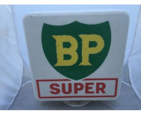 A BP Super square glass petrol pump globe by Webbs Crystal Glass Company Limited.