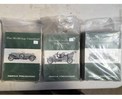Profile publications for 1905 three cylinder Rolls-Royce and the Vauxhall 30-98.