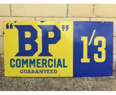 A BP Commercial Guaranteed rectangular enamel sign in near mint condition.