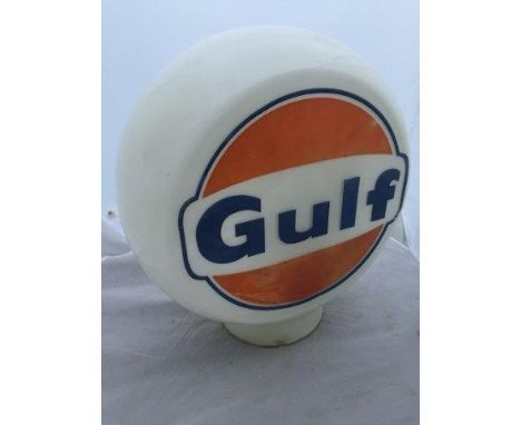 A Gulf glass petrol pump globe by Hailware.