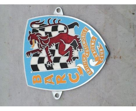A BARC enamel car badge.