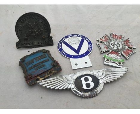 An Order of The Road (Command) part enamel car badge, no. G10168, a Bentley radiator badge, a VSCC badge, a National Trust ca
