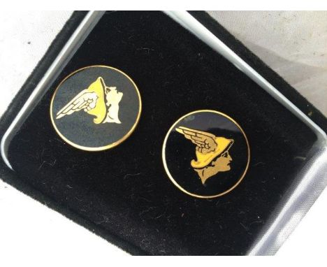 A pair of National Benzole enamel cufflinks.