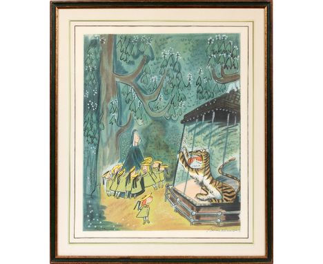 LUDWIG BEMELMANS (AMERICAN, 1898-1962), LITHOGRAPH, H 24", W 19 1/2"Lithograph of page from his book titled "Madeline's Chris