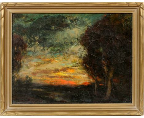 JAMES S. KING (AMERICAN, 1852-1925), OIL ON CANVAS, H 12", W 16", "CLOSE OF DAY"Signed lower left; later frame. Salmagundi Cl