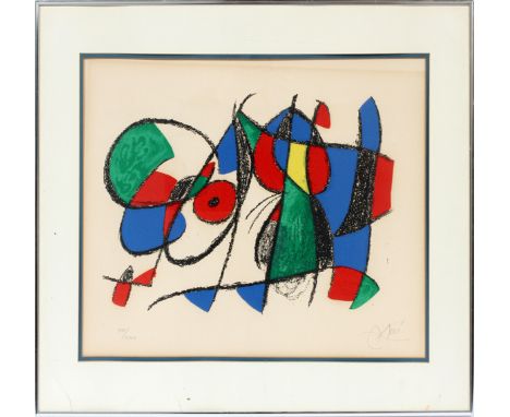 JOAN MIRO (SPANISH,1893-1983), LITHOGRAPH, 1975, H 16", W 22", "PLATE VIII, LITHOGRAPHS II"Original lithograph. Numbered XVI/