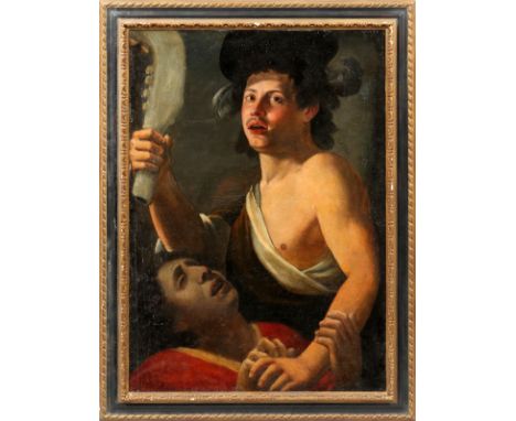 CIRCLE OF JAN VAN BYLERT, OIL ON CANVAS ON BOARD, 18TH C., H 40", W 28", 'SAMSON SLAYS THE PHILISTINE'Standing Samson with cl