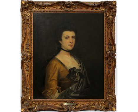 SIR JOSHUA REYNOLDS (BRITISH, 1723-1792), OIL ON CANVAS, C. 1764, H 30", W 25", "PORTRAIT OF A LADY"Purchased from DuMouchell
