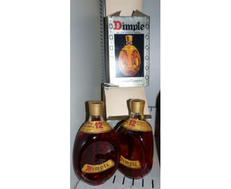 Two bottles of Dimple DeLuxe Scotch whisky, aged 12 years in original boxes, 75 cl, 40% vol