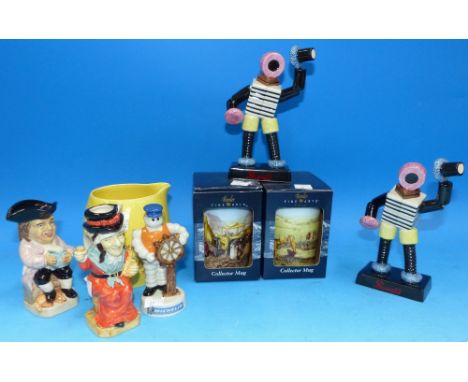 Two Coalport limited edition advertising figures: "Bertie Bassett" (1 a.f.); a Wade figure "Sailor Bibendum"; 2 Border Fine A