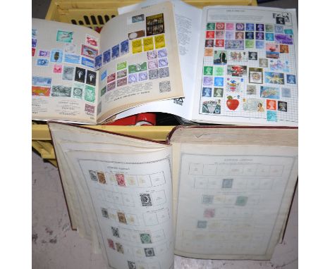 Three vintage albums; a quantity of unused stock leaves; etc.