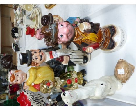 Six novelty musical decanter figures