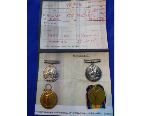 Royal Artillery:  WWI pairs to L-28124 Dvr R. Walton RA, and 146344 Gnr W Tomlinson RA