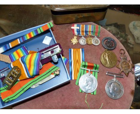 A WWI 1914 Star trio of medals to Harold Charlton, 11th Hussars, also M.G.C., E. Yorks R and KRRC, replacement group issued 1