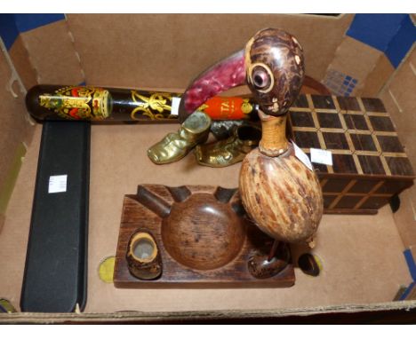 A 19th century truncheon, ebonised and with gilt crest "GR"; a novelty pipe stand and cigarette box; etc.