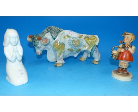 A Basil Matthews bull "Barney", 49; a Royal Doulton Images figure "Amen" HN4821; a Hummel figure, girl with a basket