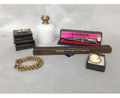 19TH CENTURY GRAND TOUR BOTTLEalong with a gold plated chain, Parker pen etc